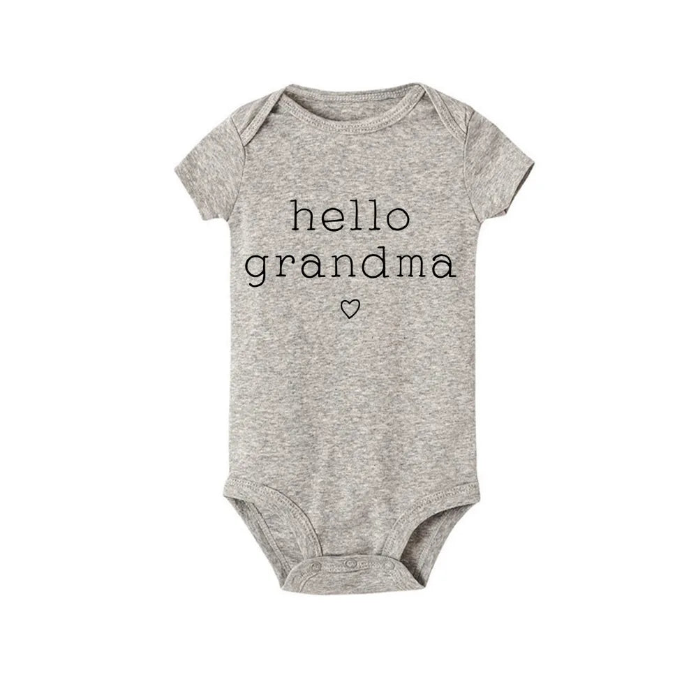 Hello Grandma Grandpa Newborn Baby Summer  Bodysuits