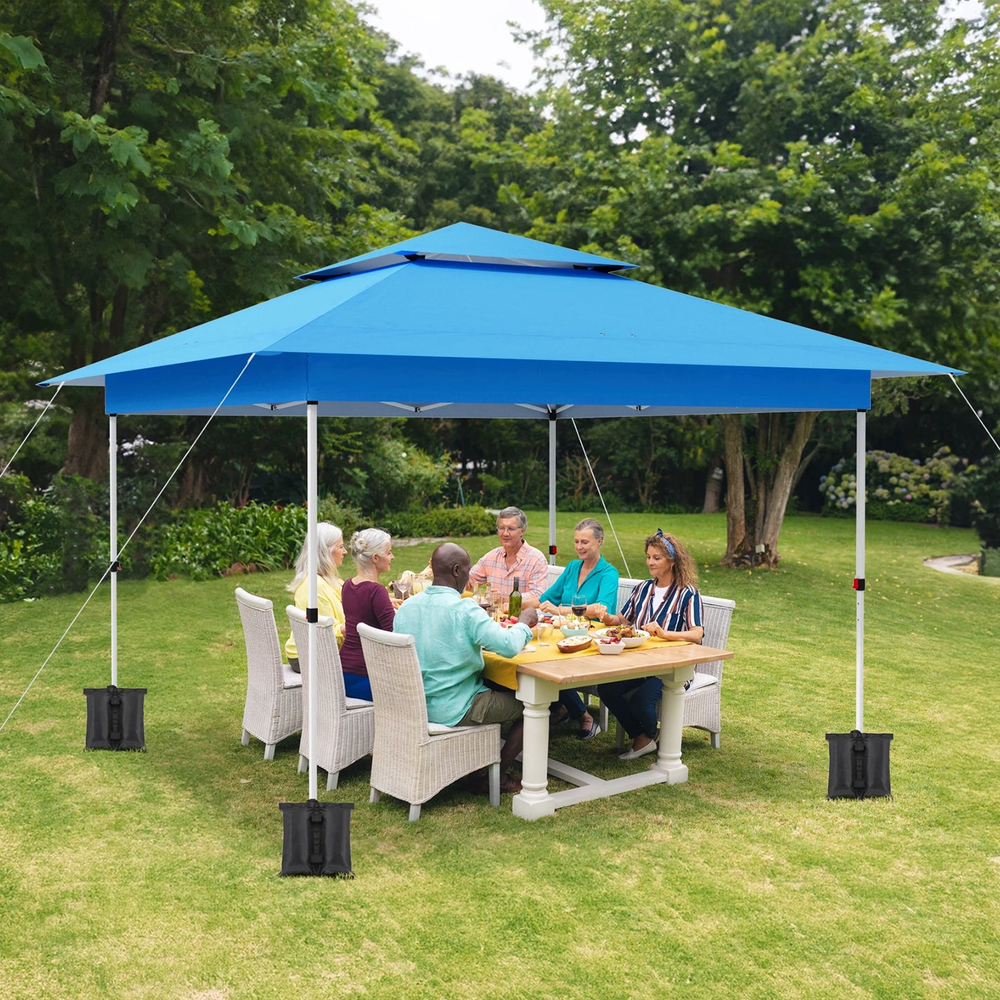 Gazebo Outdoor Pop up Canopy Tent 3.6x3.6m with Curtains and Shelter for Patio