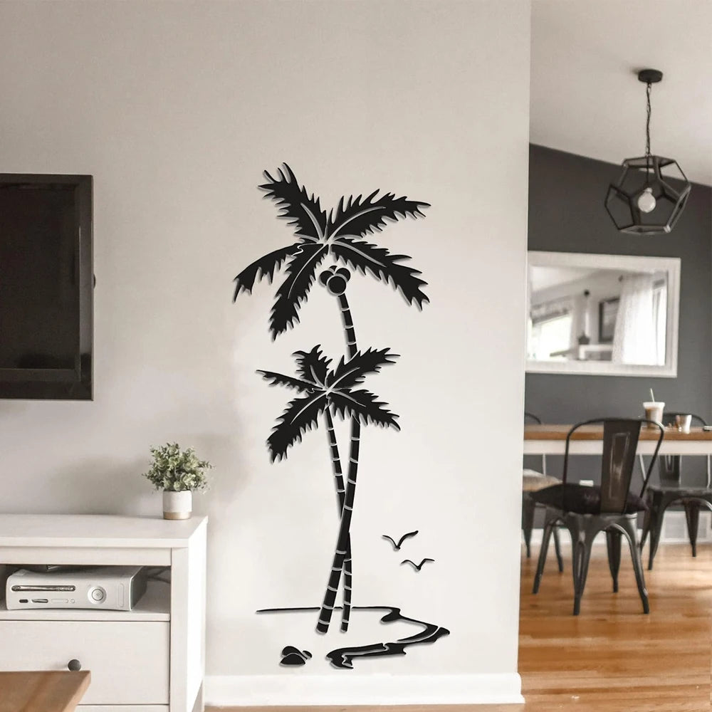 3D Coconut Tree Acrylic Mirror Wall Stickers