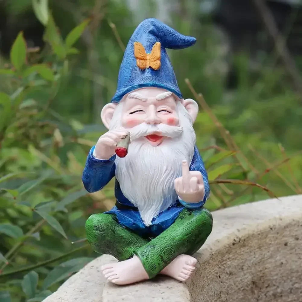 Garden Gnome Ornaments Resin Statue Figurine Smoking