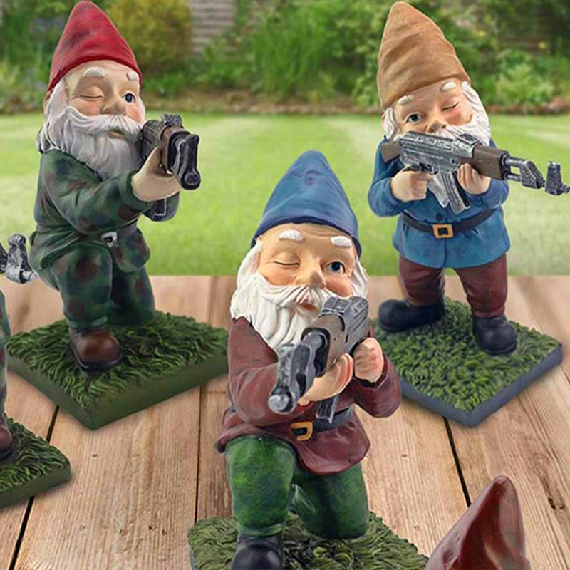 Funny Army Gnome Garden Statue Resin