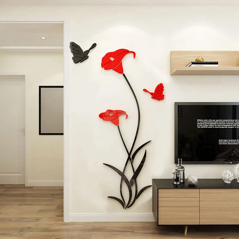 3D Mirror Flower Wall Sticker Large