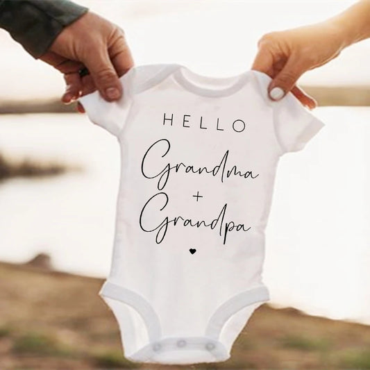 Hello Grandma Grandpa Newborn Baby Summer  Bodysuits