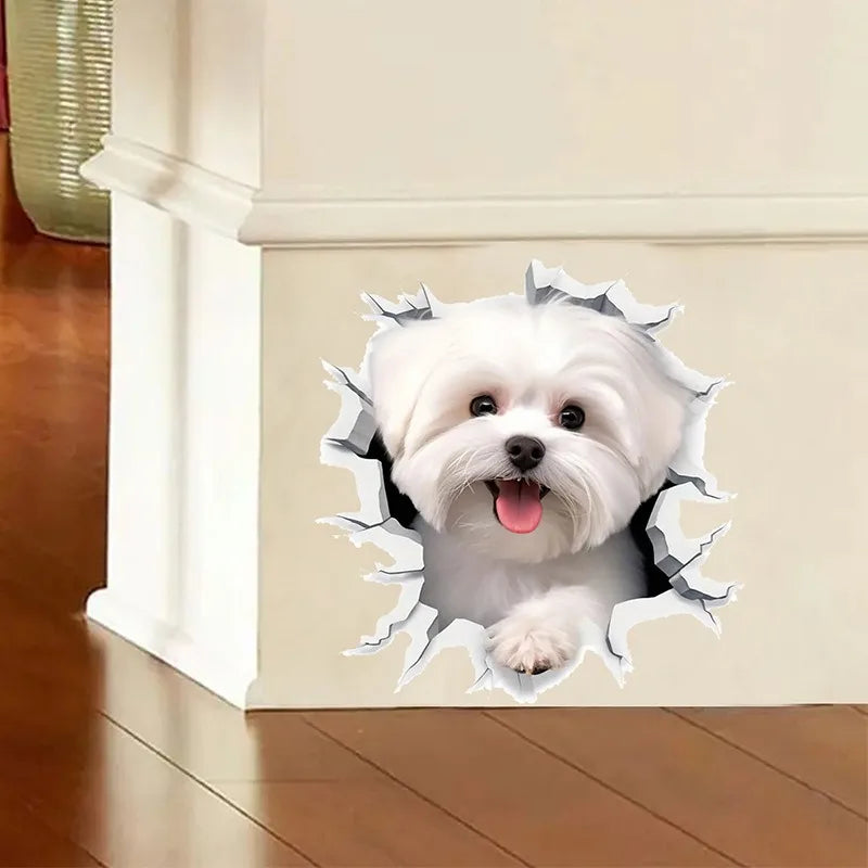 1pc Creative 3D Cracked Animal Dog Toilet Sticke