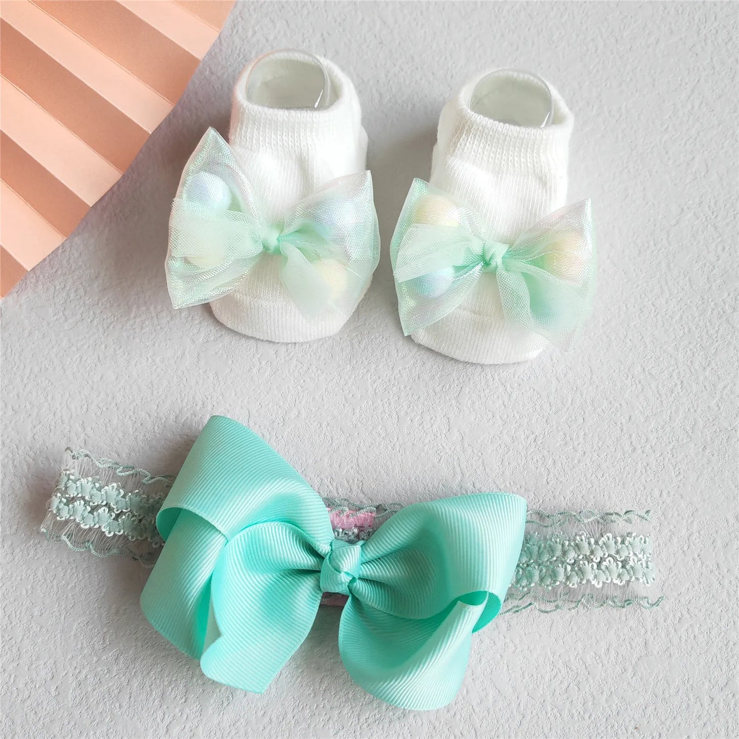 2Pcs/Set Lace Flower Baby Girl Headband Socks