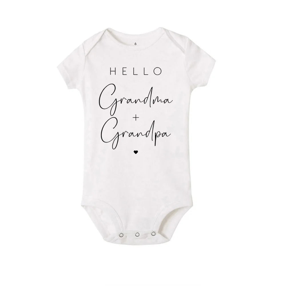 Hello Grandma Grandpa Newborn Baby Summer  Bodysuits