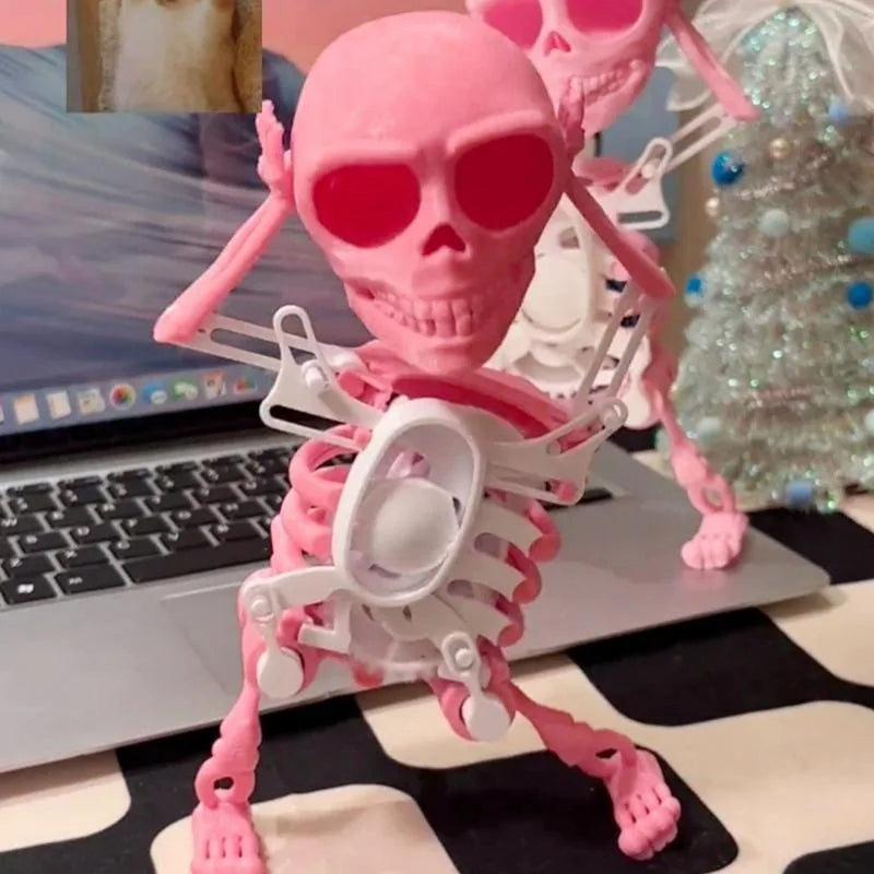 3D Printed Dancing Skeleton Skull Desktop Ornament