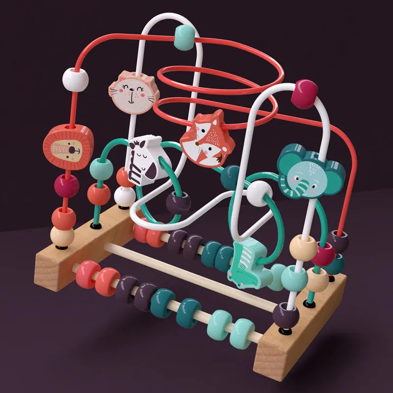 Baby Toys Wooden Roller Coaster Bead Maze Abacus Math