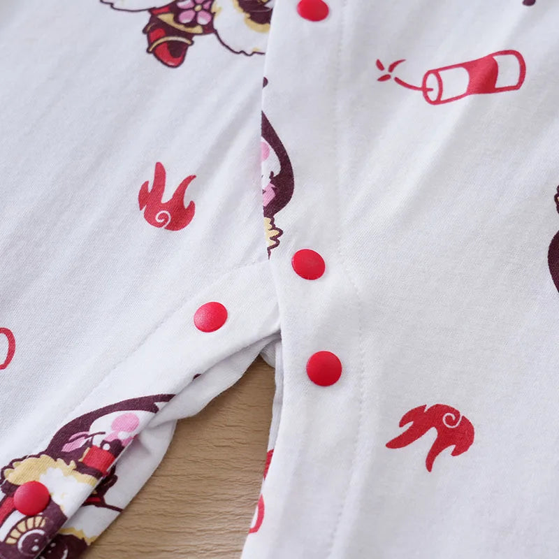 Baby Jumpsuit With Chinese Style Lion Elements