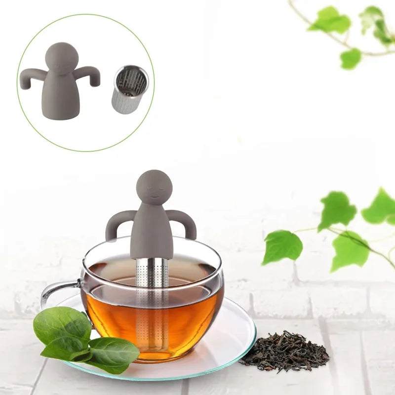 Creative Little Man Shape Silicone Stainless Steel Tea Infuser