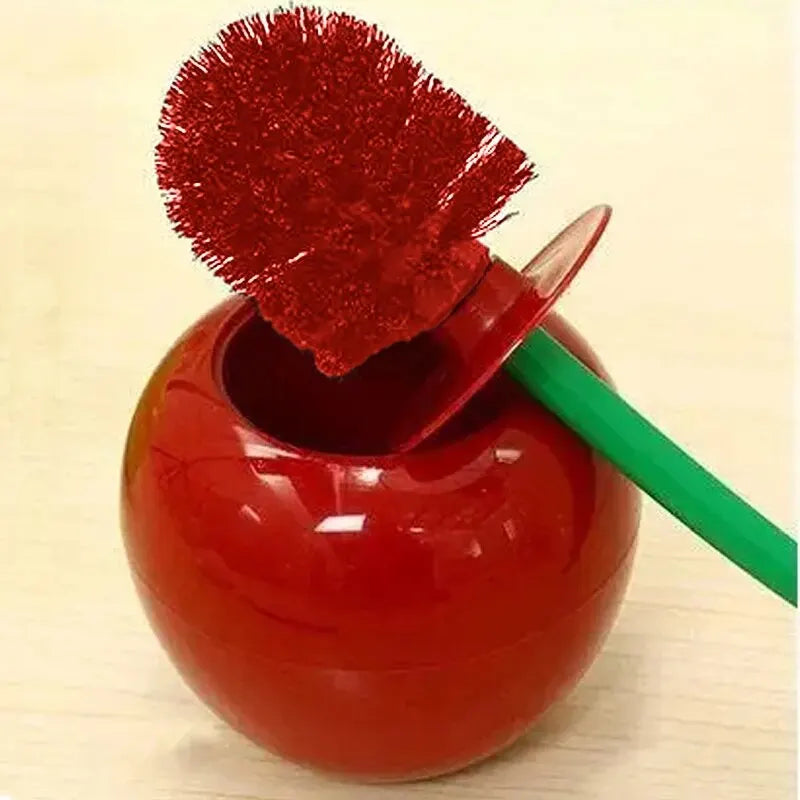 1pc Red Toilet Brush Creative Lovely Cherry Shape