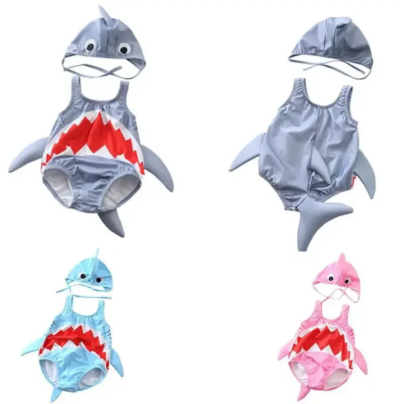 New Children's Swimsuits Adorable Shark-themed One-piece Swimsuits