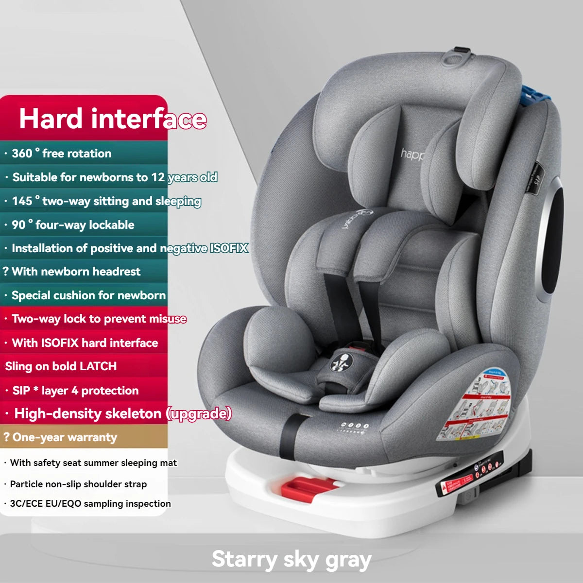 360-degree rotating child safety seat 0-12 years old