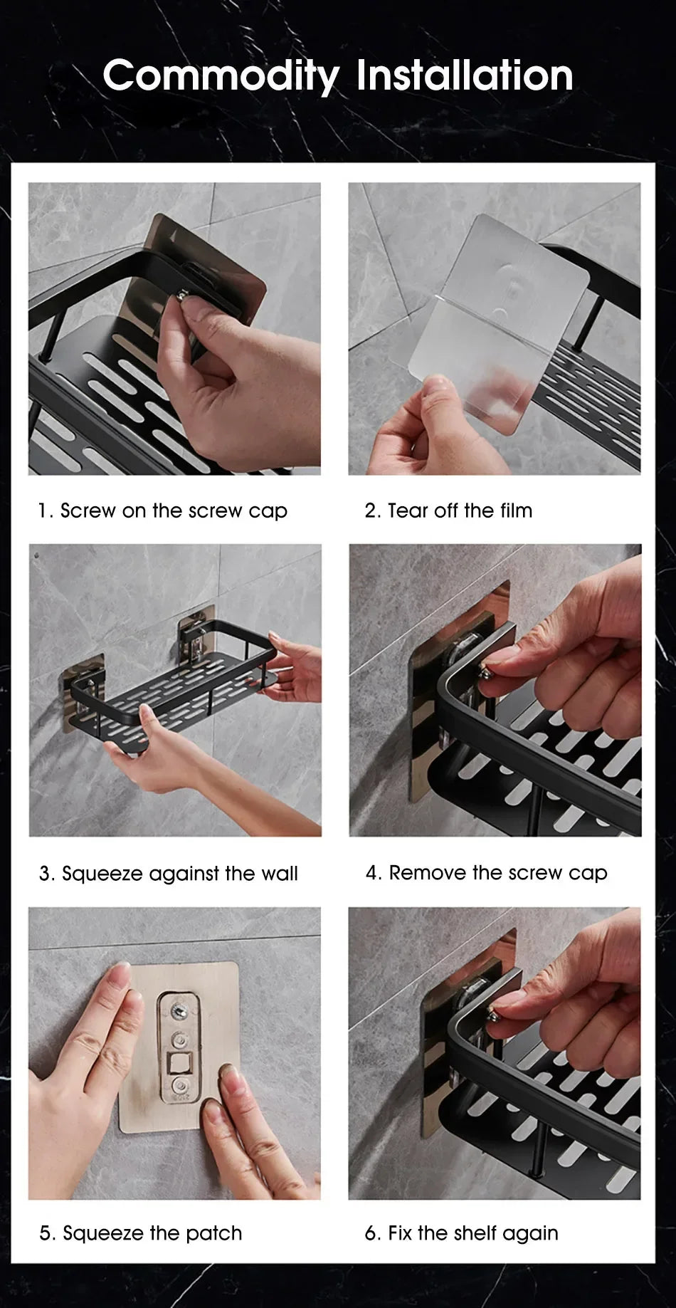 Bathroom Shelf No-drill Wall Mounted