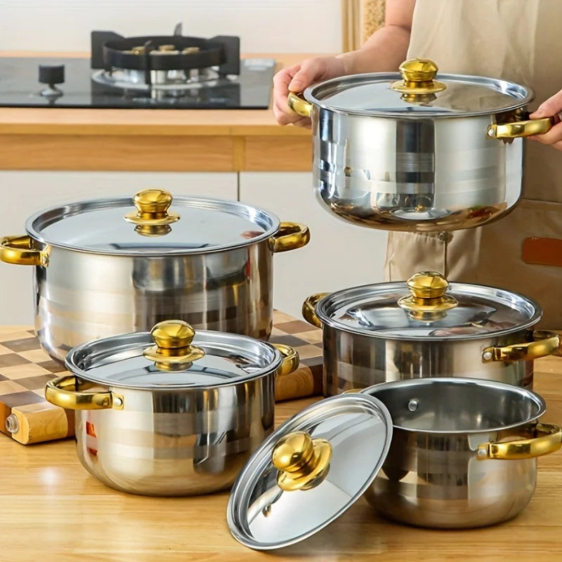 5Piece Golden Stainless Steel Cookware Set