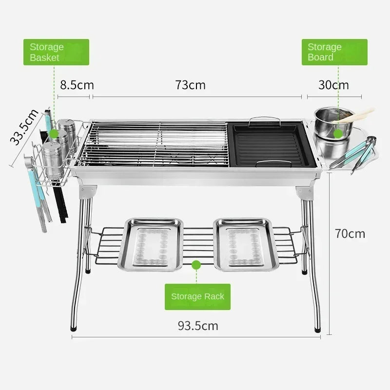 Household Barbecue Outdoor Thickened Stainless Steel Grill BBQ