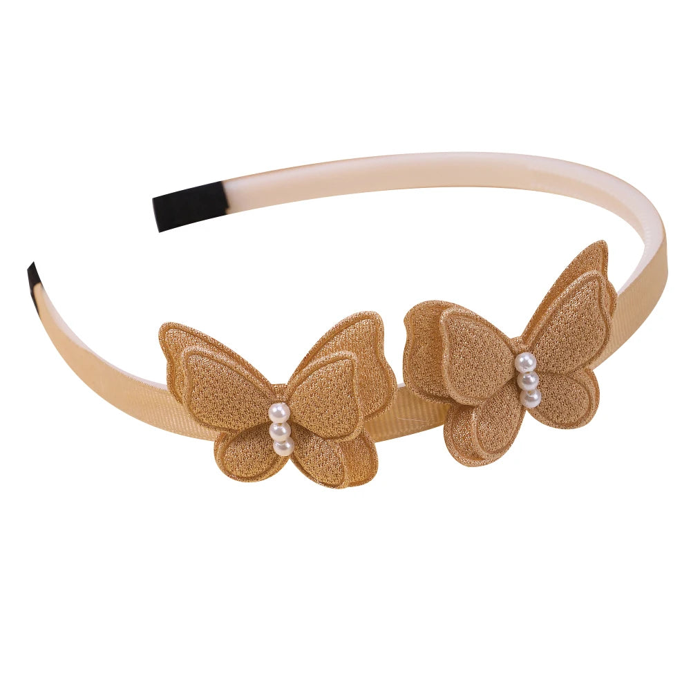 1Pcs Cute Girl Butterfly Hairband Simulated Pearl