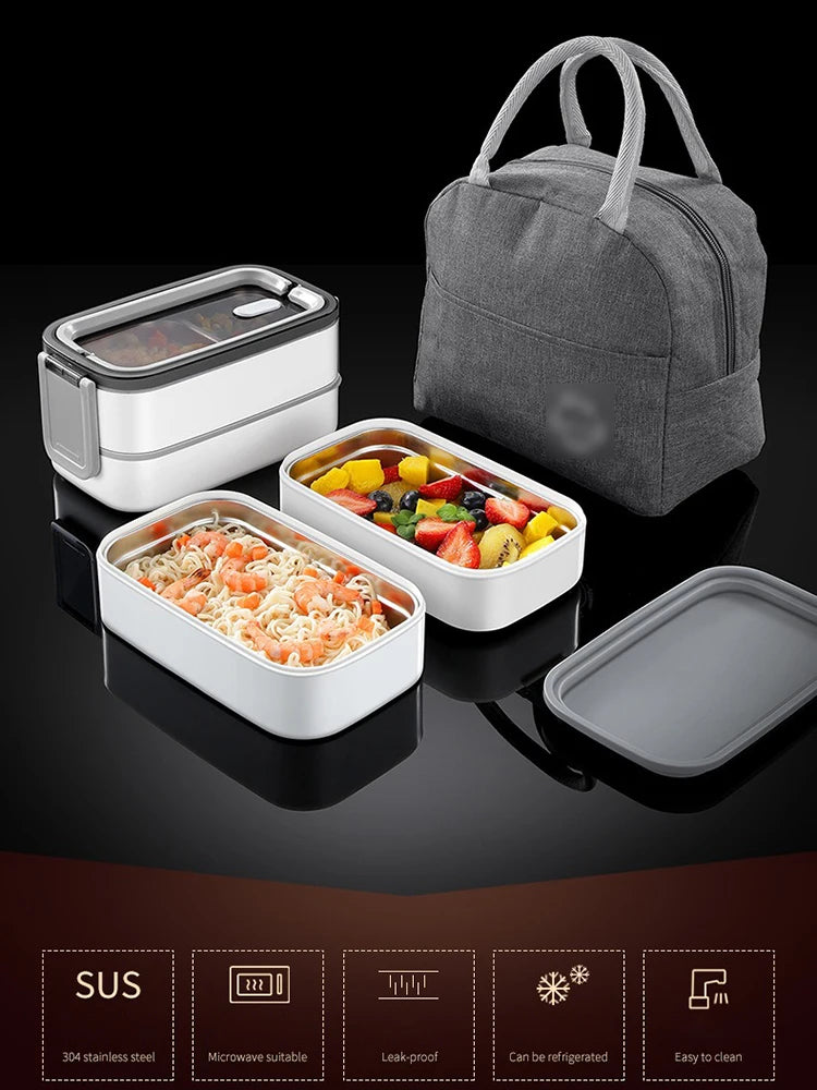 Stainless Steel Lunch Box with Thermal Bag Double Compartment