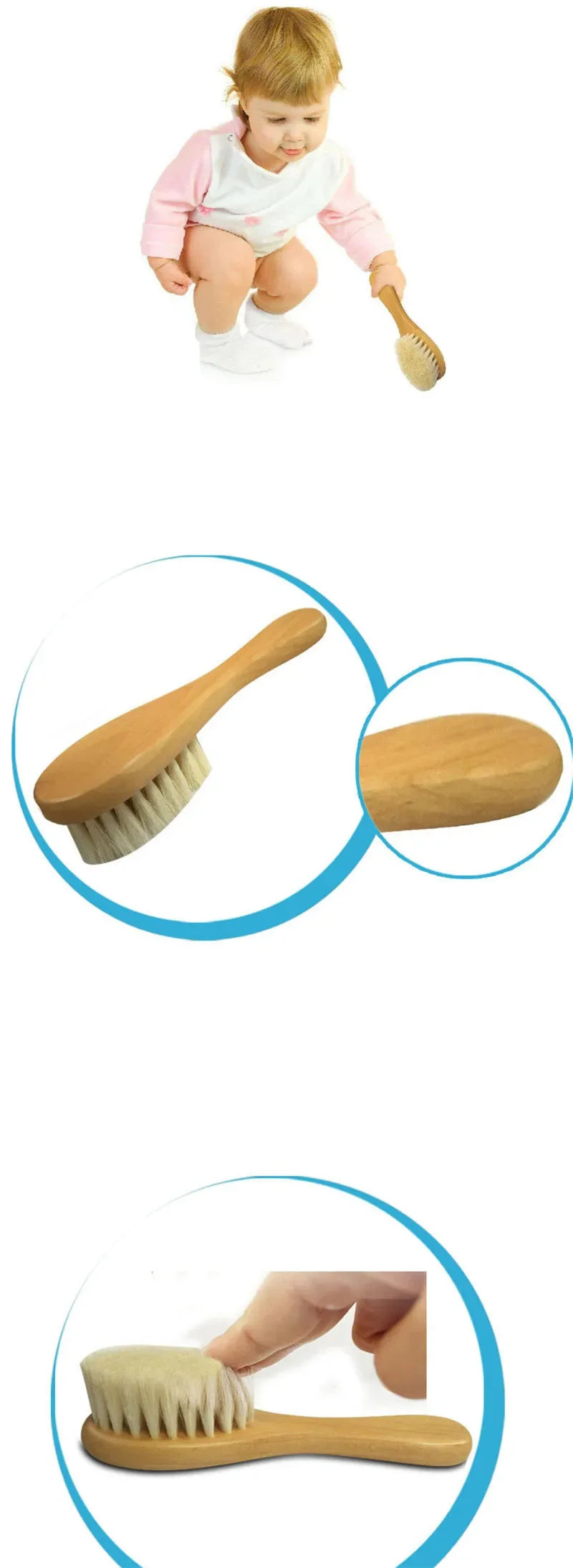 Baby Wooden Brush Comb  Head Massager