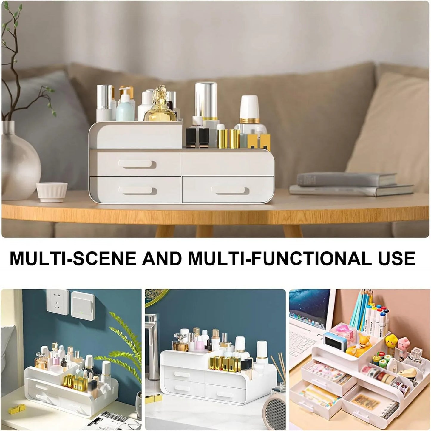 Large Countertop Cosmetics Desktop Storage Box with Drawers