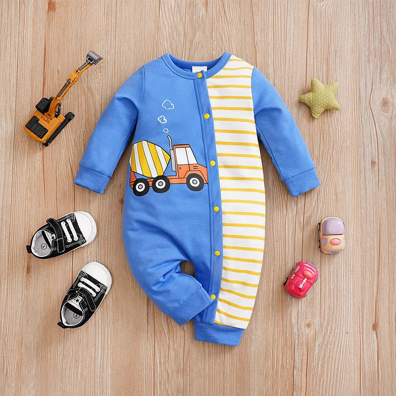 2Pcs Baby Long Sleeved Jumpsuit Spring Round Neck