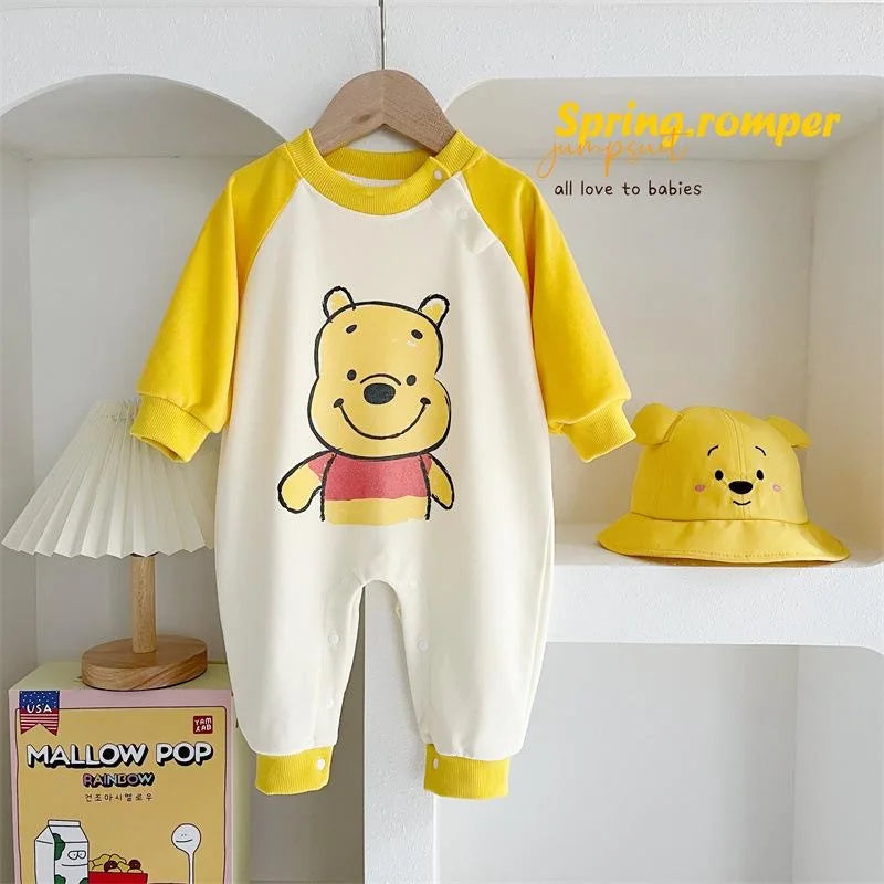 Cute Bear Printed Jumpsuits Toddler 0-24Months Girls Boys