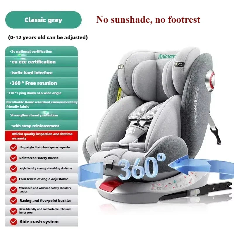 360° Rotating Child Car Safety Seat 0-12 Years Old