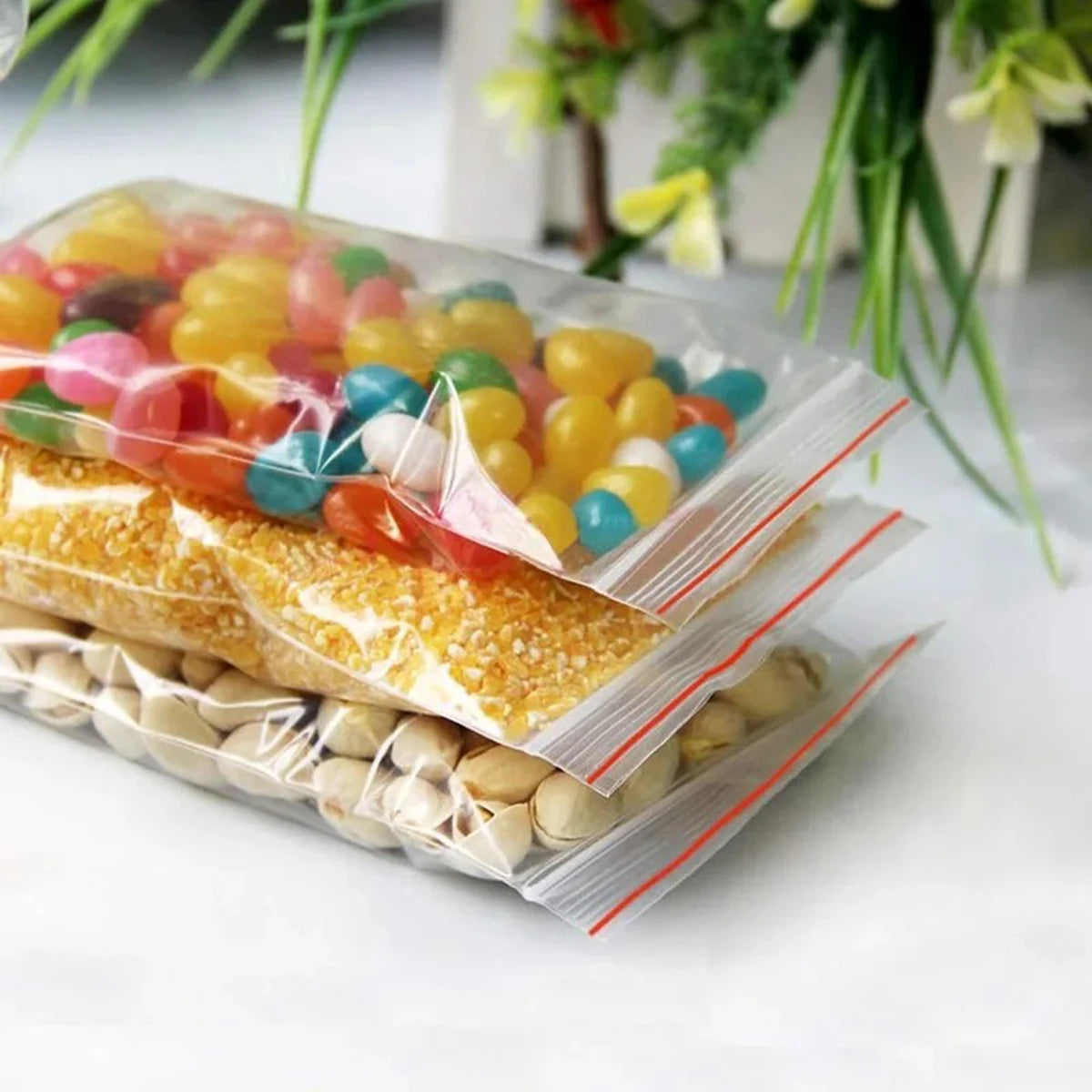 100Pcs Thicken Zipper Self-sealing Bags Plastic