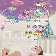 Musical Baby Crib Mobile with Lights Music Projection for Infants 0-6 Months Remote Control Crib Toys for Newborn Baby Mobile