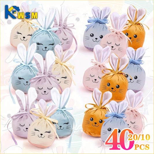 Easter Bunny Drawstring Gift Bags with Bunny Ears for Kids
