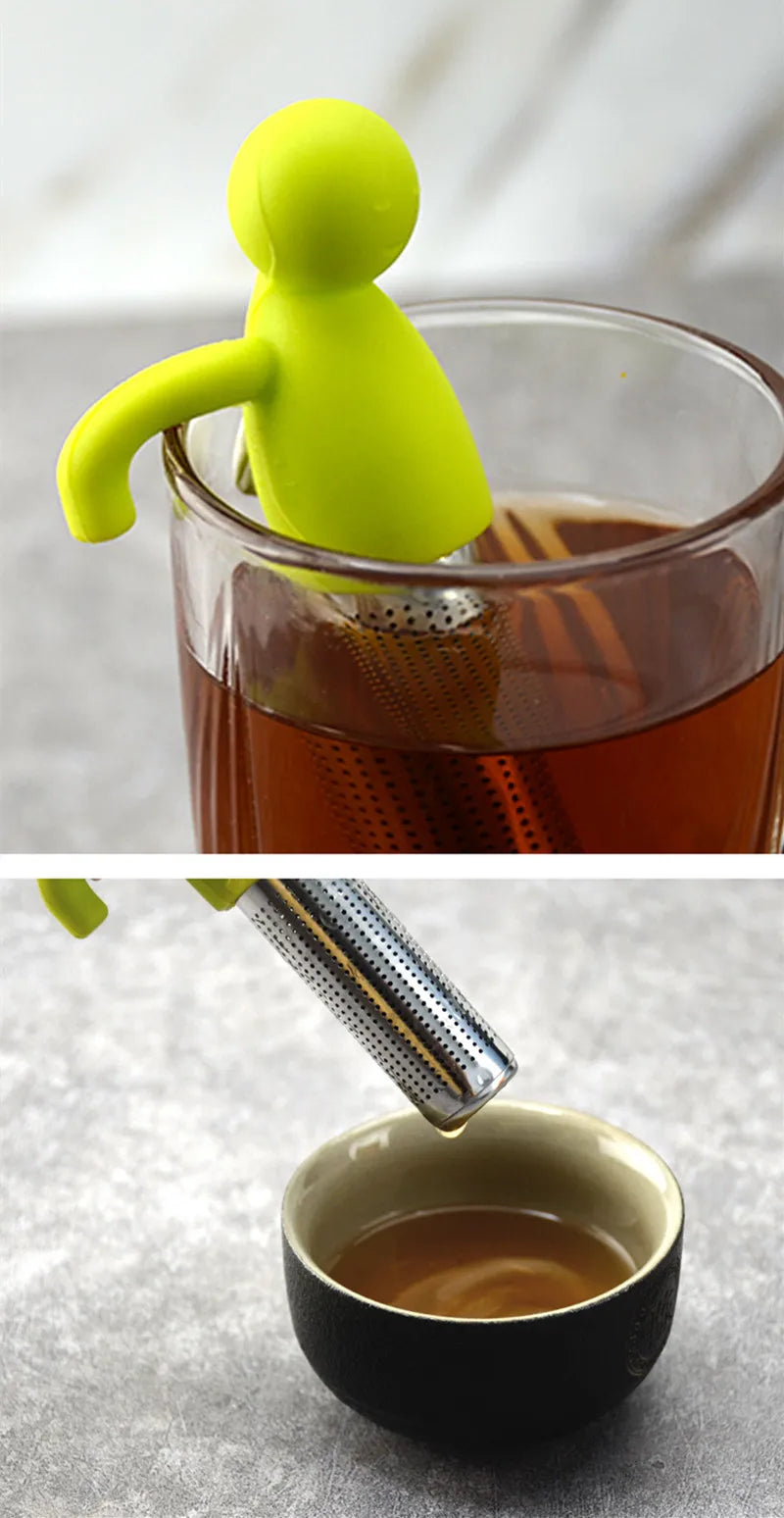 Creative Little Man Shape Silicone Stainless Steel Tea Infuser