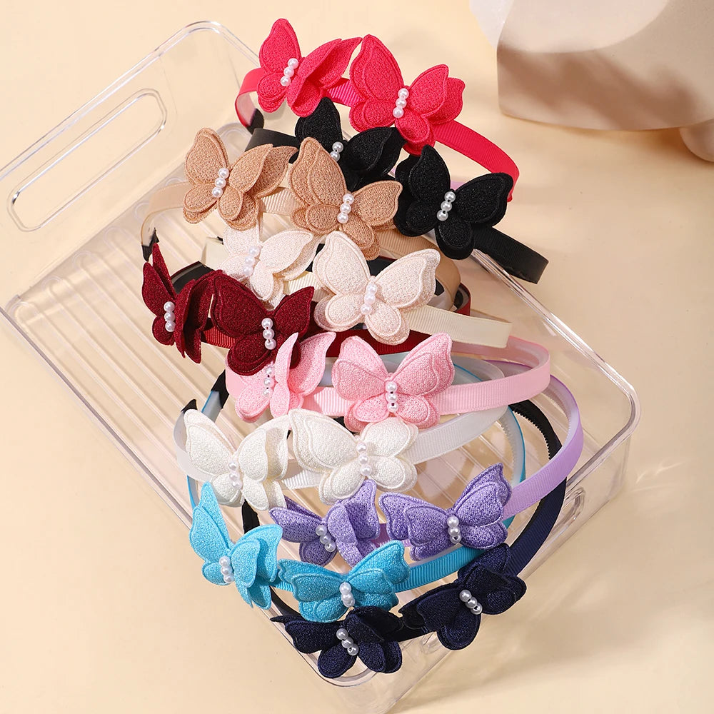 1Pcs Cute Girl Butterfly Hairband Simulated Pearl