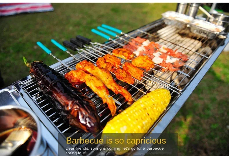 Household Barbecue Outdoor Thickened Stainless Steel Grill BBQ