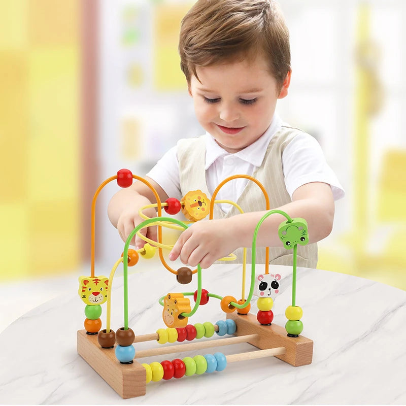 Baby Toys Wooden Roller Coaster Bead Maze Abacus Math