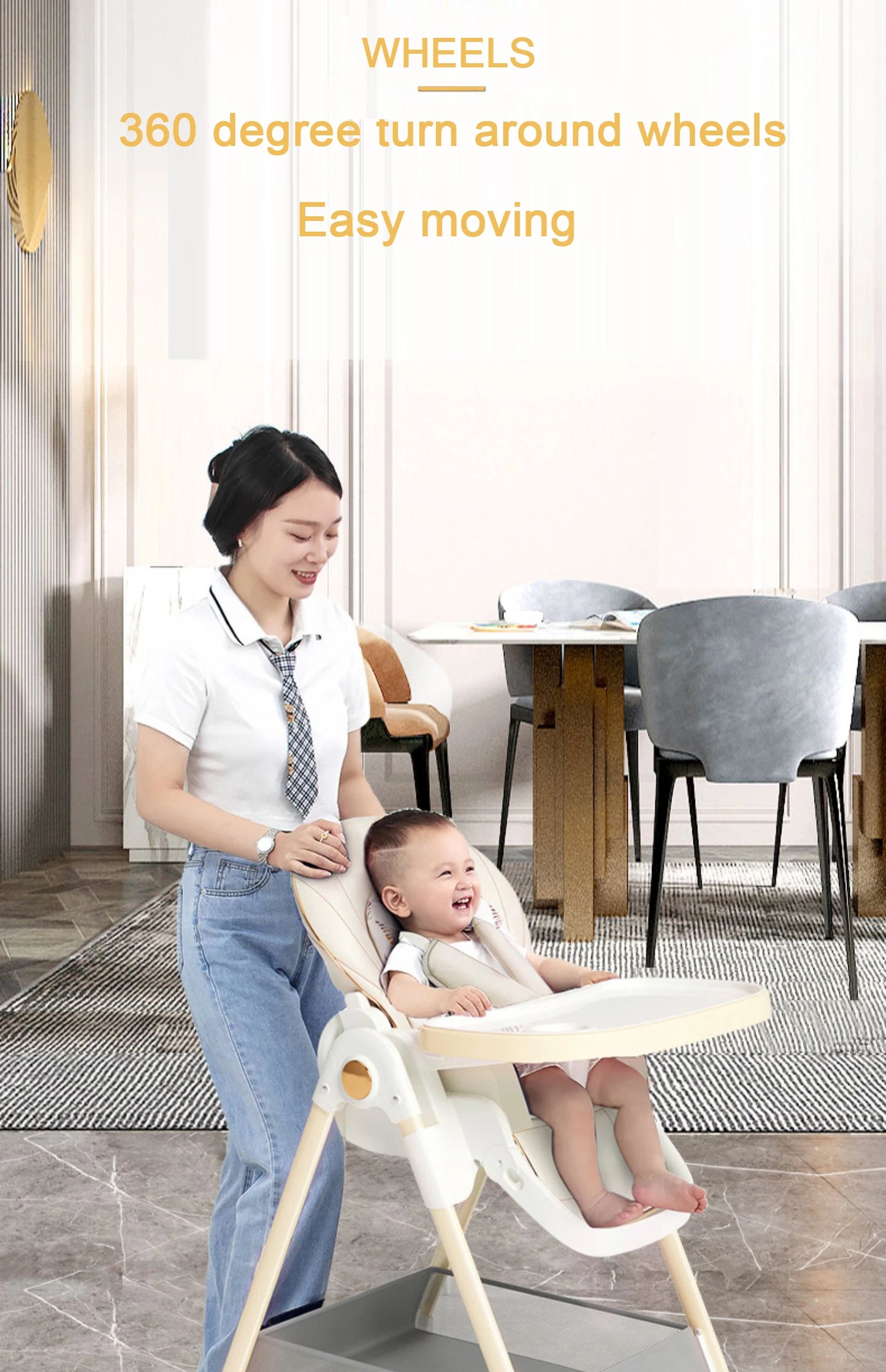 Baby Feeding Table Chair with Wheels