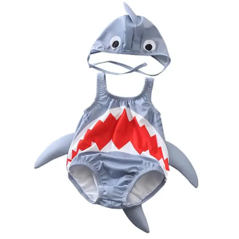 New Children's Swimsuits Adorable Shark-themed One-piece Swimsuits