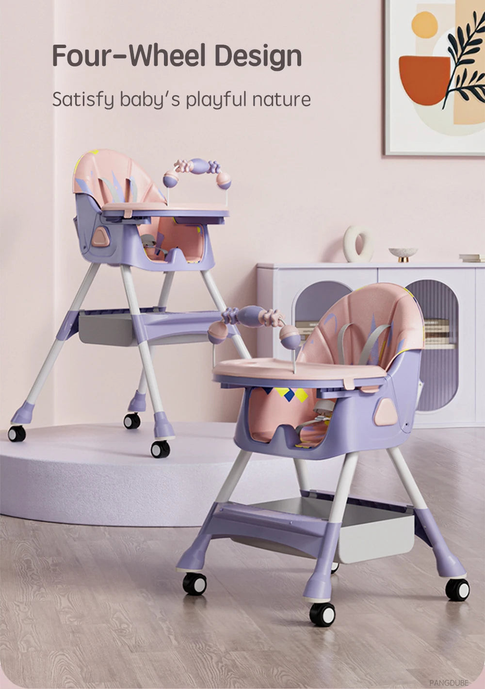 Foldable Baby High Chair Reclining