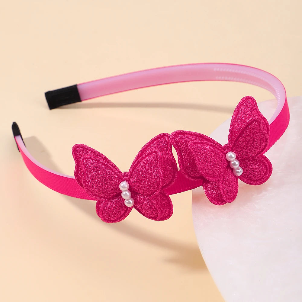 1Pcs Cute Girl Butterfly Hairband Simulated Pearl