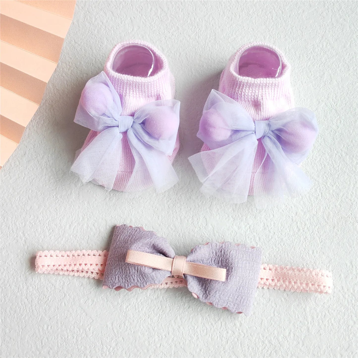 2Pcs/Set Lace Flower Baby Girl Headband Socks