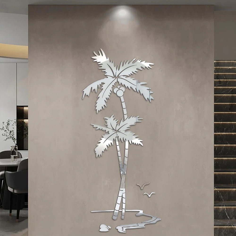 3D Coconut Tree Acrylic Mirror Wall Stickers