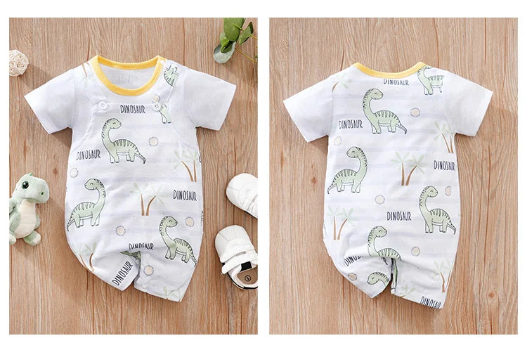 Summer Newborn Boys And Girls Cute Short Sleeve Jumpsuit