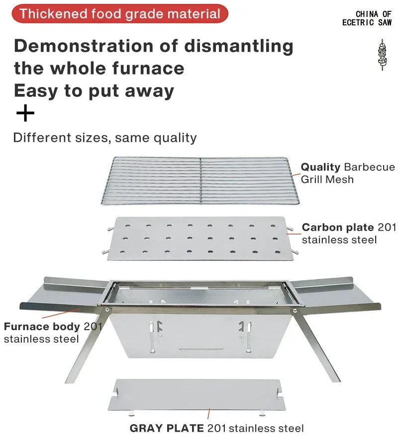 Outdoor Stainless Steel Folding Barbecue Stove