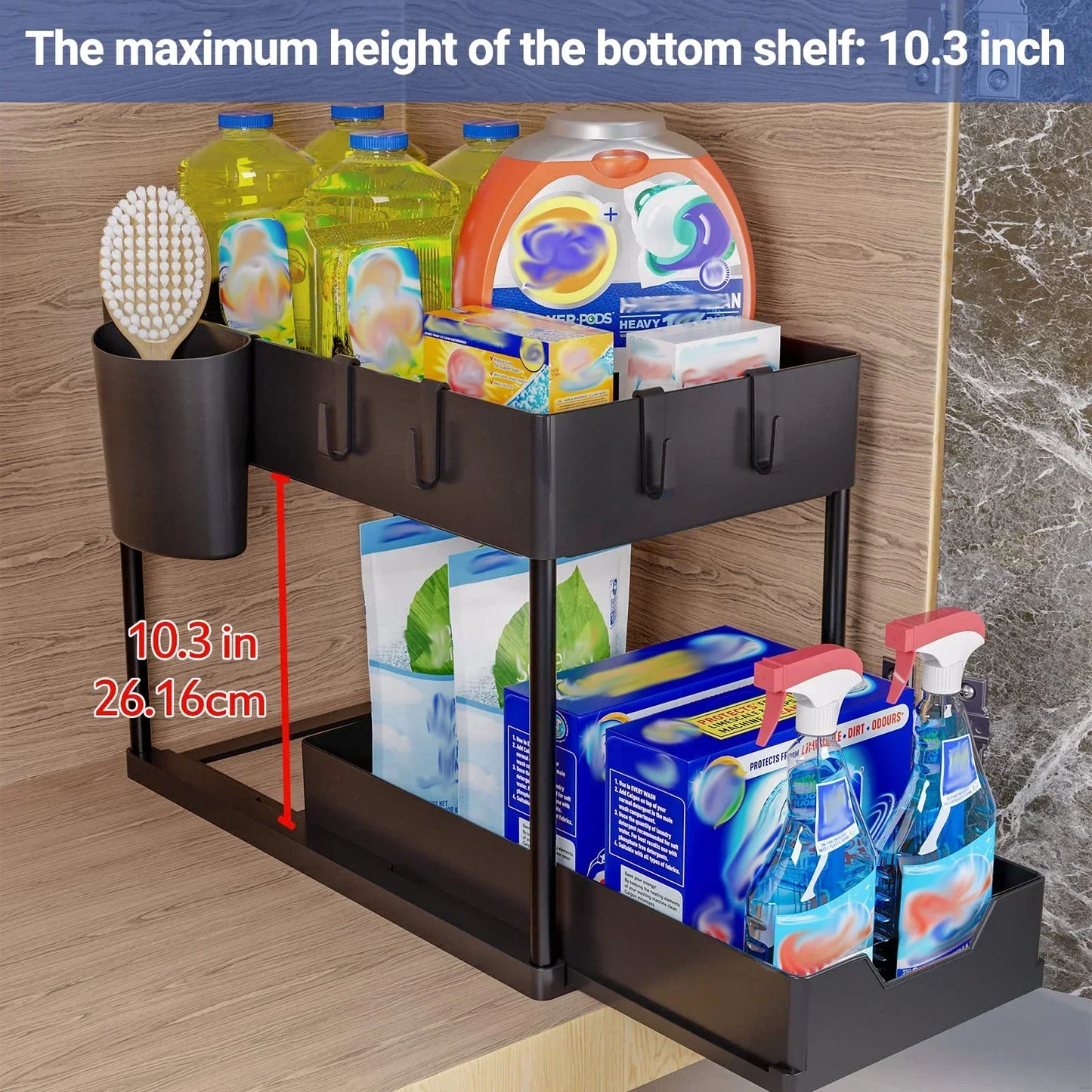 2 Tier Sliding Drawer Under Sink Storage Organizer