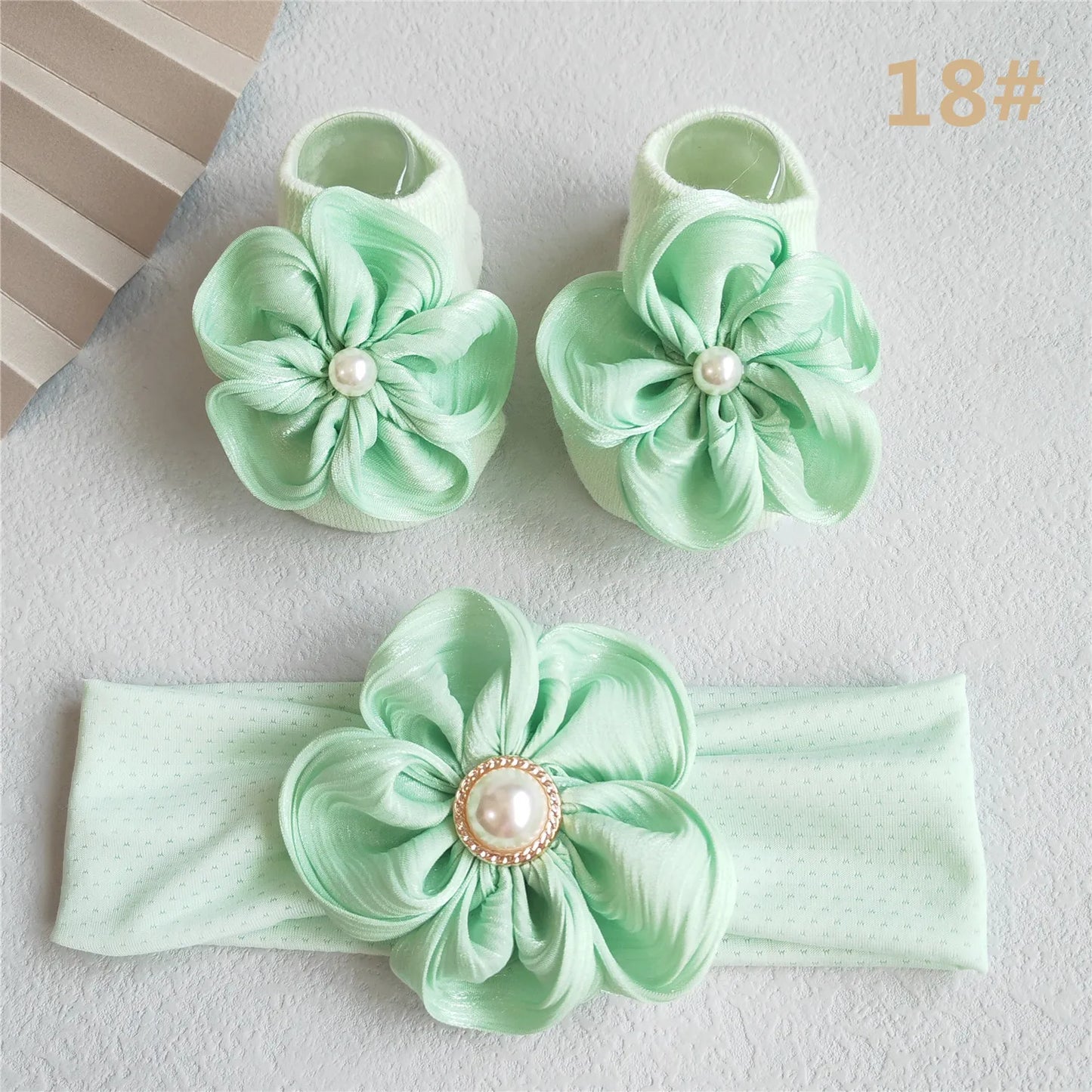 2Pcs/Set Lace Flower Baby Girl Headband Socks