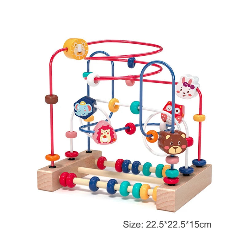 Baby Toys Wooden Roller Coaster Bead Maze Abacus Math