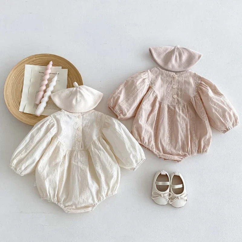 New Fall Newborn Jacquard Round Neck Long-sleeved Bodysuit