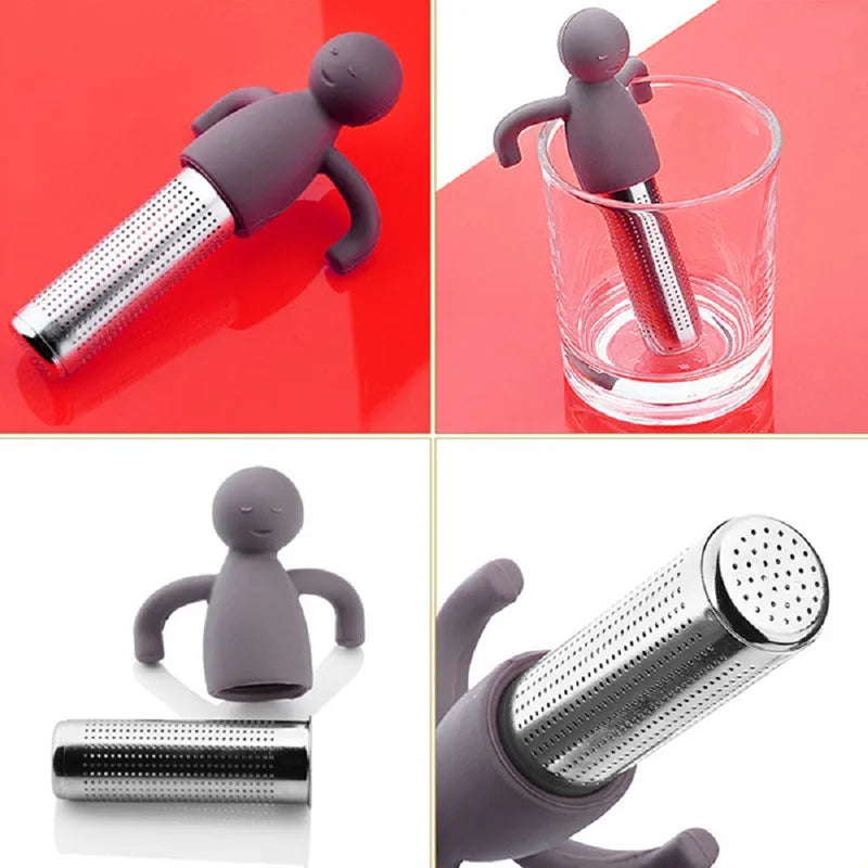 Creative Little Man Shape Silicone Stainless Steel Tea Infuser