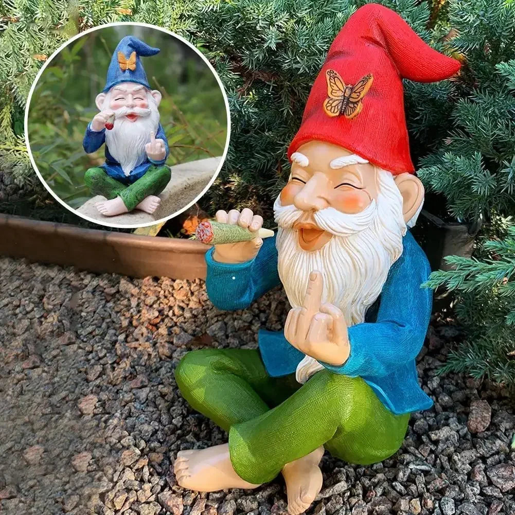 Garden Gnome Ornaments Resin Statue Figurine Smoking