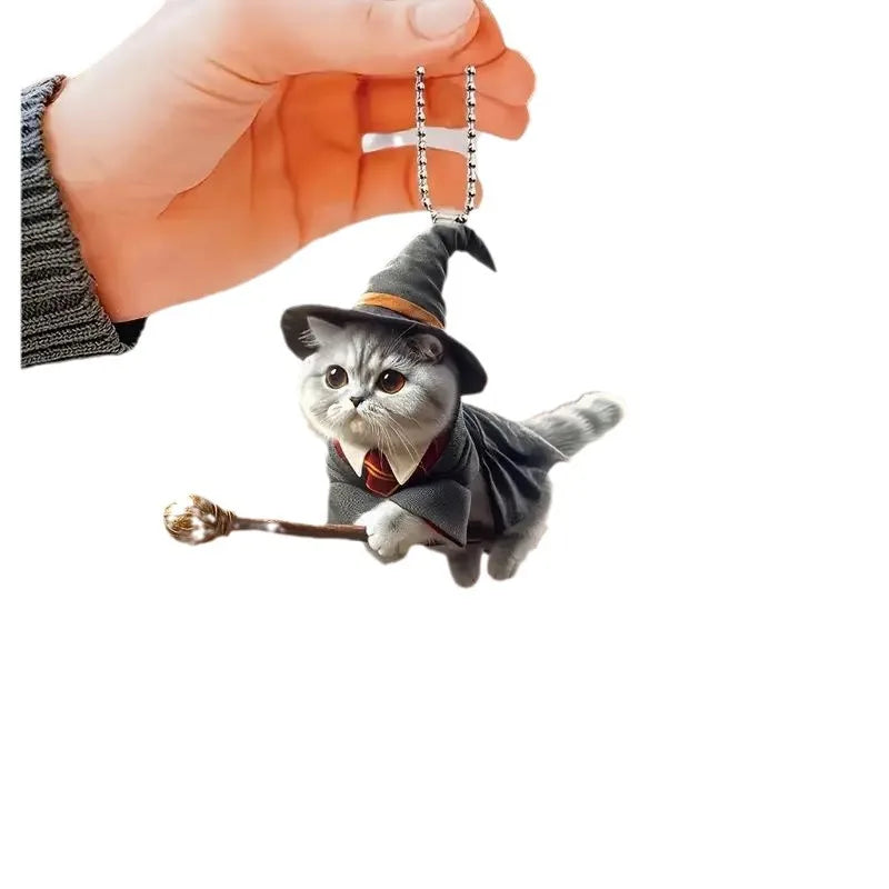 Cute Cat Shaped Acrylic Pendant for Backpack Car Home Decoration