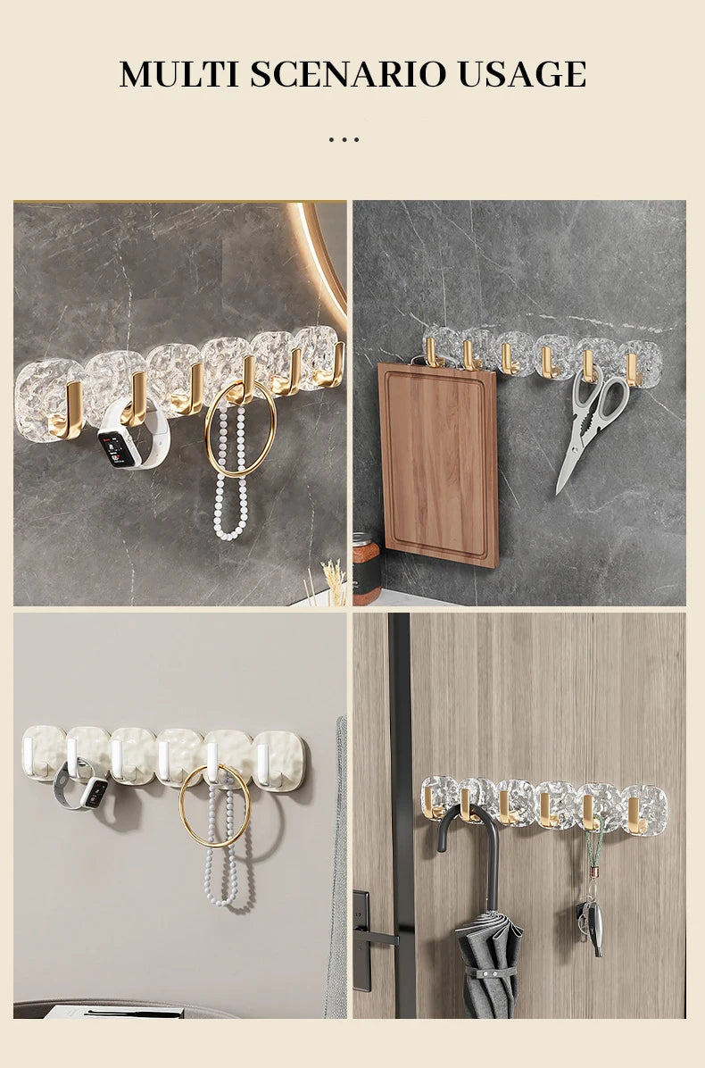 1pc Light Luxury Free Punching Transparent Row Hook